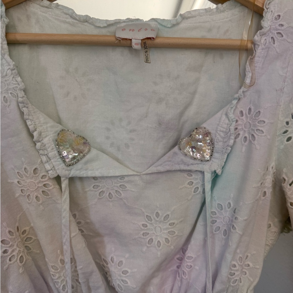 Entro Pastel Eyelet Short Sleeve Top - Picture 4 of 4